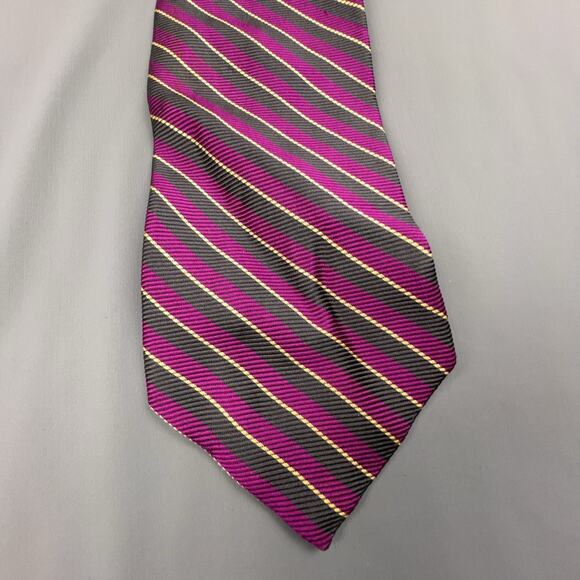 Brooks Brothers Silk Tie | Purple Gold Ribbed London USA Made - Picture 4 of 7
